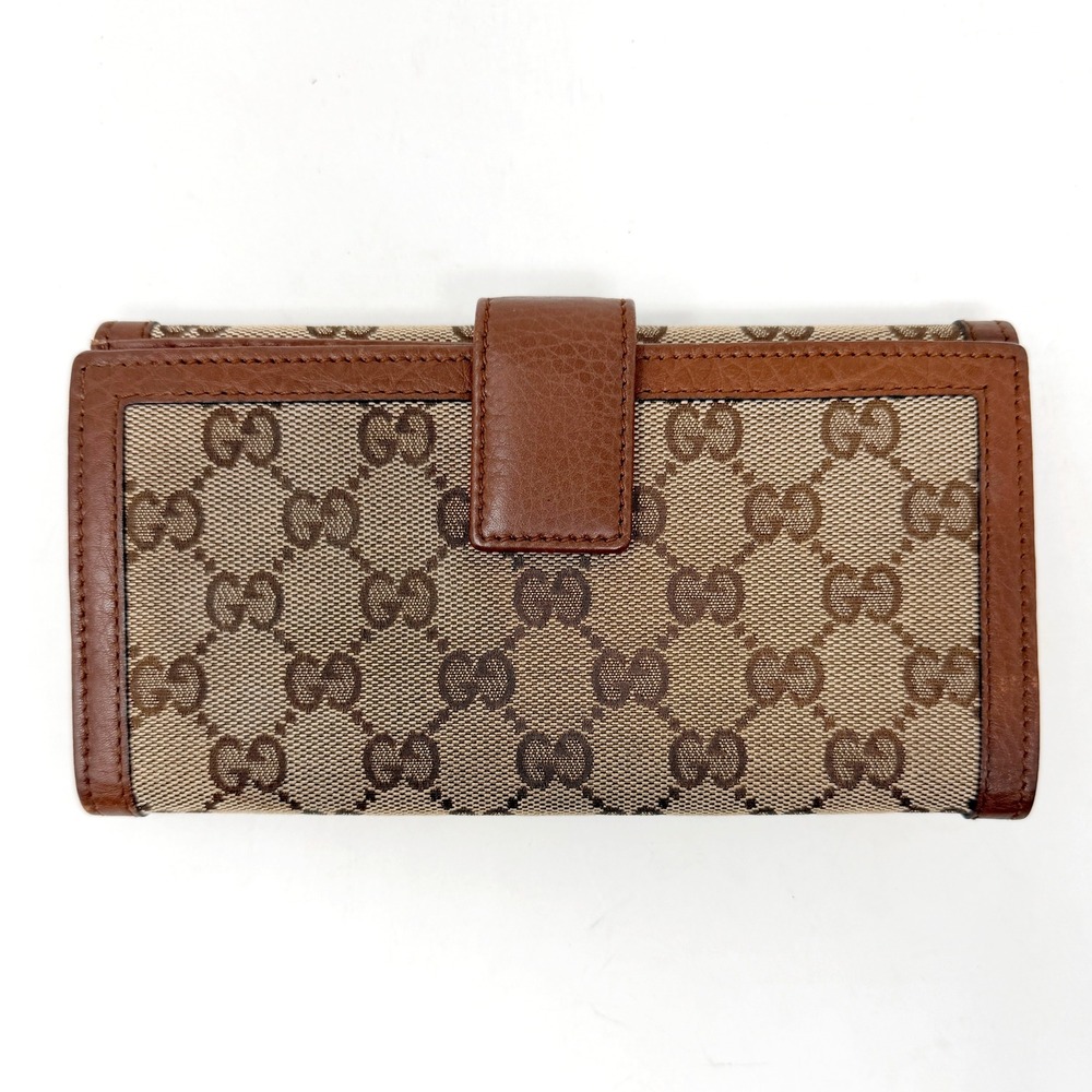 Gucci GG Canvas Tassel Wallet Brown Leather Bamboo Continental - Picture 6 of 6